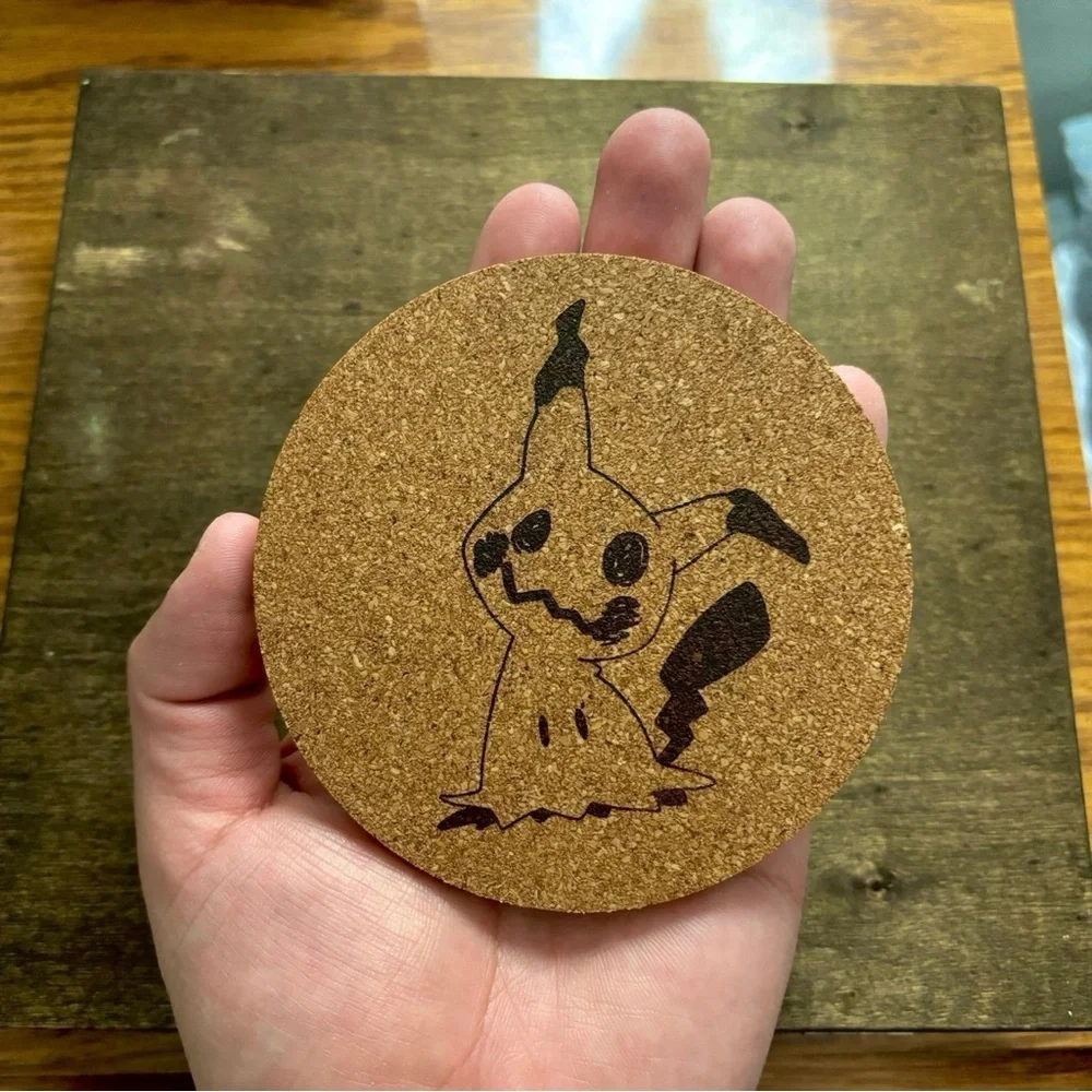 Pokemon Mimikyu Laser Engraved Cork Coaster